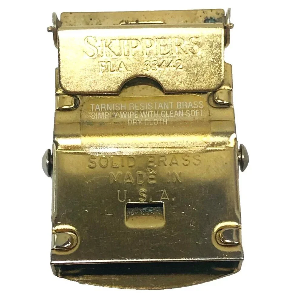 Brass Belt Buckle Crown Anchor USA Men's Nautical Boating Navy VTG Skippers FLA‎